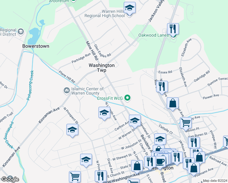 map of restaurants, bars, coffee shops, grocery stores, and more near 317 Belvidere Avenue in Washington