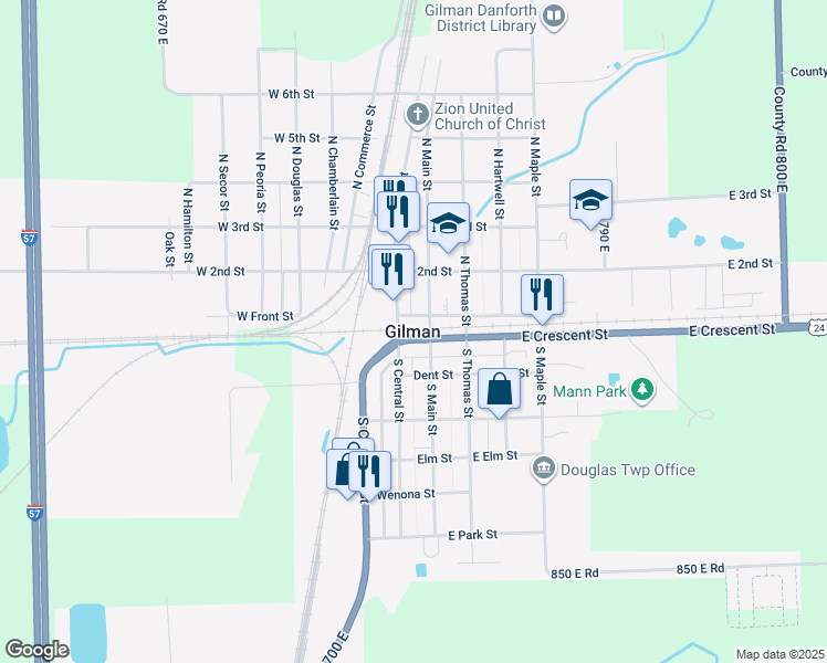 map of restaurants, bars, coffee shops, grocery stores, and more near in Gilman