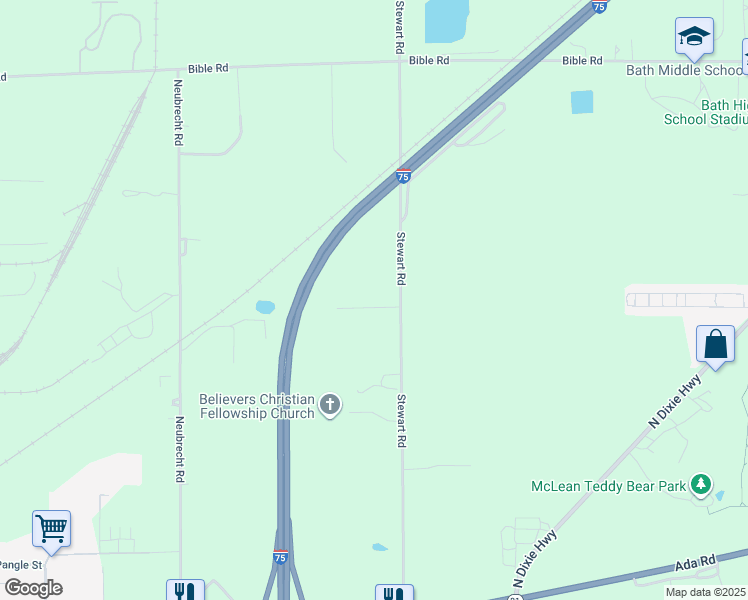 map of restaurants, bars, coffee shops, grocery stores, and more near 1953 Stewart Road in Lima
