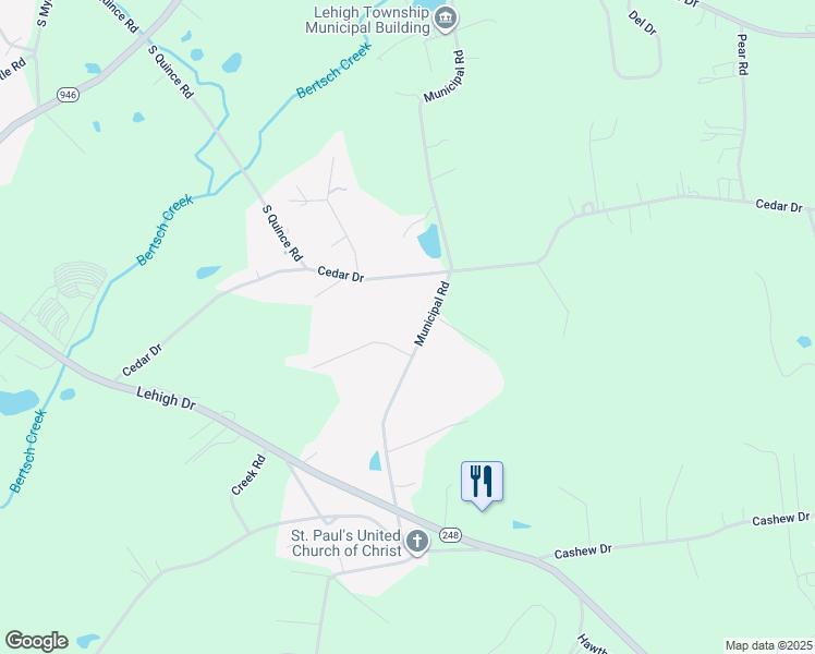 map of restaurants, bars, coffee shops, grocery stores, and more near 911 Municipal Road in Walnutport