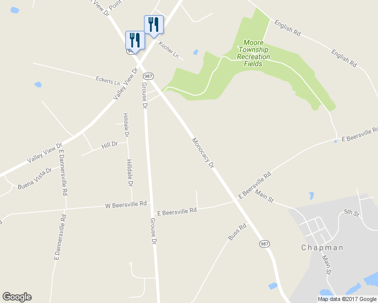 map of restaurants, bars, coffee shops, grocery stores, and more near 539 Monocacy Drive in Bath