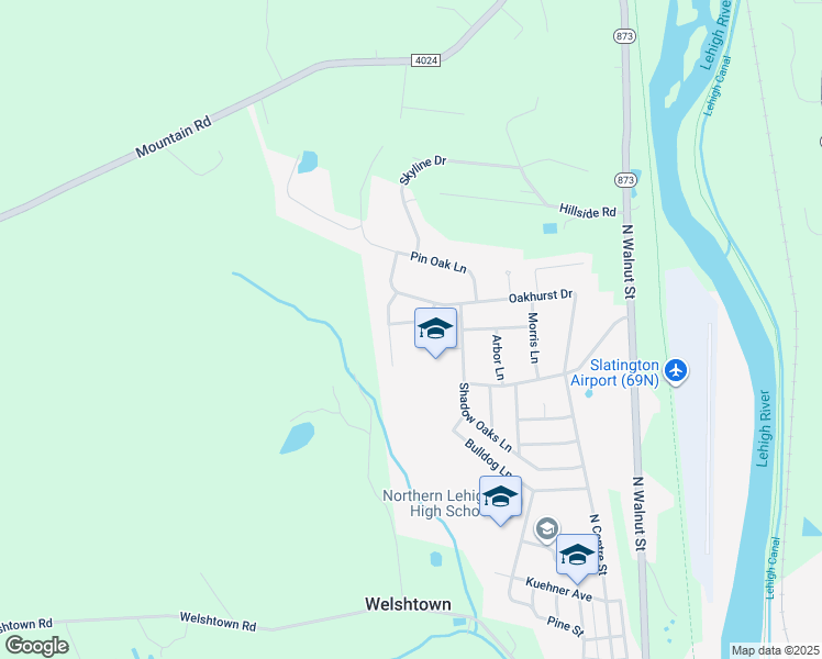 map of restaurants, bars, coffee shops, grocery stores, and more near 1409 Seville Drive in Slatington