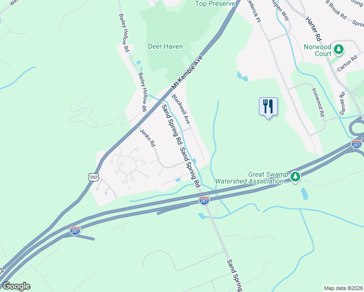 map of restaurants, bars, coffee shops, grocery stores, and more near 156 Sand Spring Road in Morristown