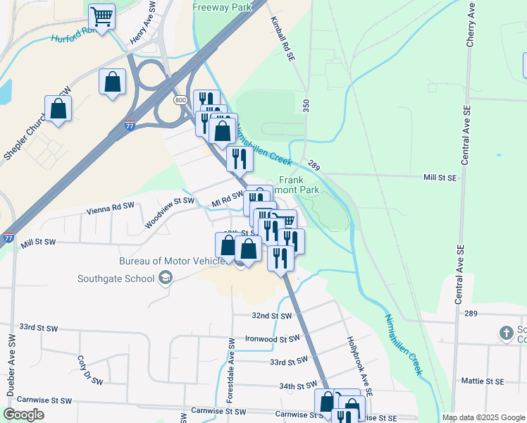 map of restaurants, bars, coffee shops, grocery stores, and more near in Stark County