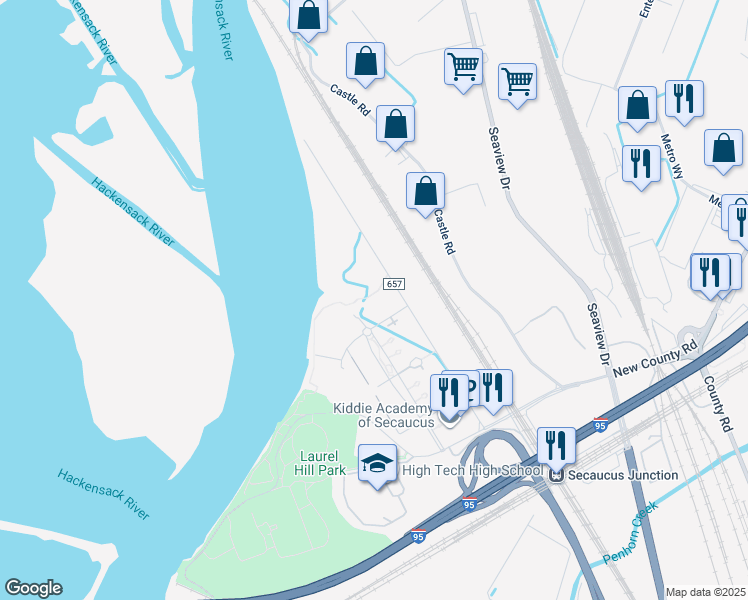 map of restaurants, bars, coffee shops, grocery stores, and more near 1000 Born Street in Secaucus