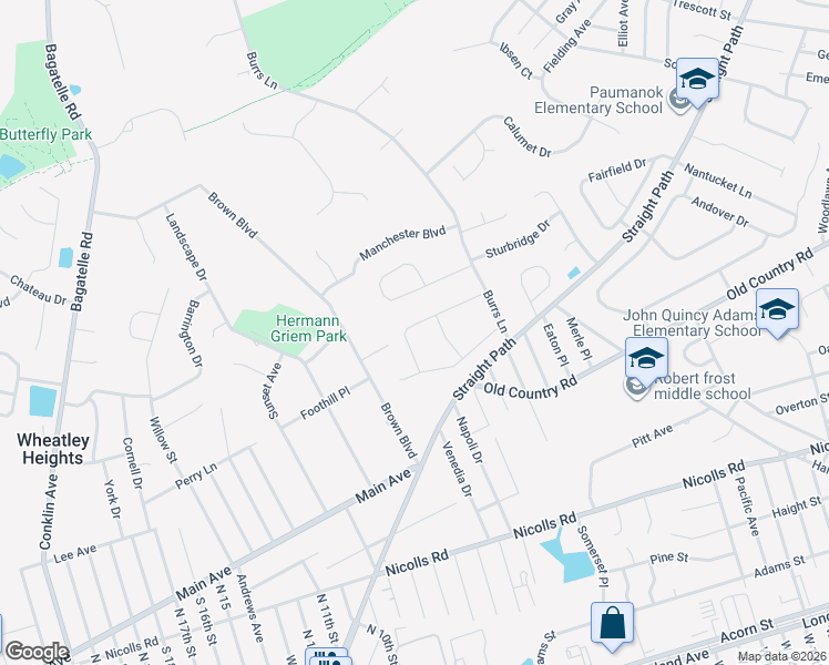 map of restaurants, bars, coffee shops, grocery stores, and more near 14 Yorkshire Drive in Wheatley Heights