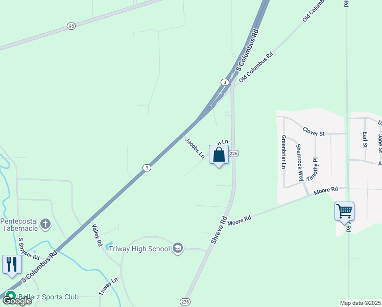 map of restaurants, bars, coffee shops, grocery stores, and more near 2543 Jacobs Lane in Wooster