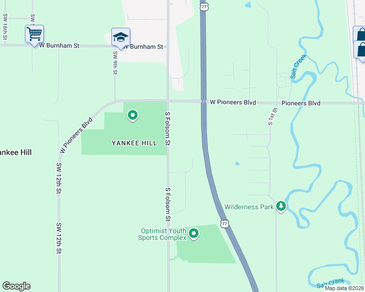 map of restaurants, bars, coffee shops, grocery stores, and more near 4700 South Folsom Street in Lincoln
