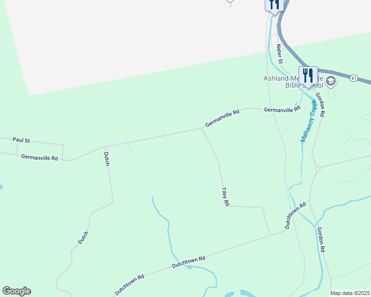map of restaurants, bars, coffee shops, grocery stores, and more near 268 Germanville Road in Ashland