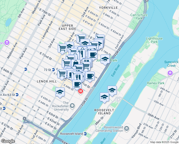 map of restaurants, bars, coffee shops, grocery stores, and more near in New York
