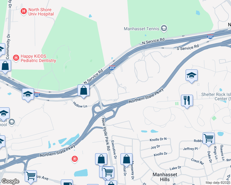 map of restaurants, bars, coffee shops, grocery stores, and more near Isaac Underhill Willets Road in Manhasset