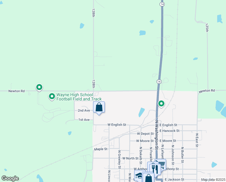 map of restaurants, bars, coffee shops, grocery stores, and more near 2219 Newton Road in Corydon