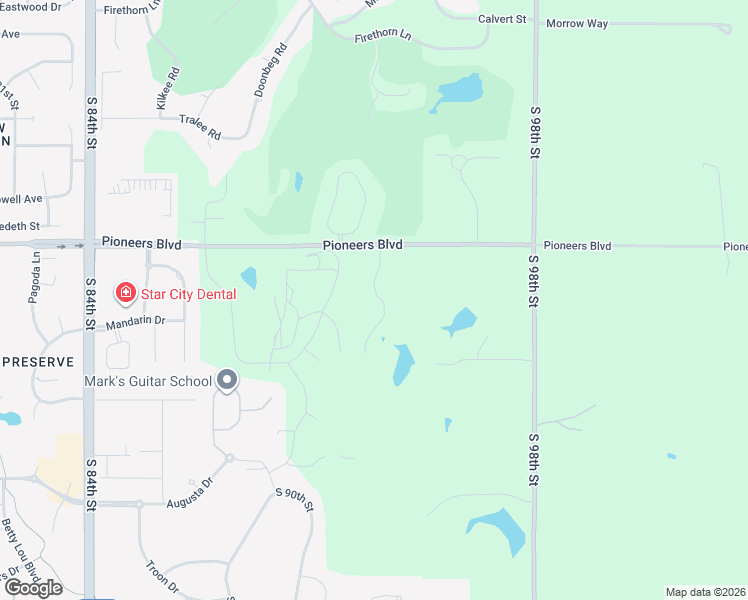 map of restaurants, bars, coffee shops, grocery stores, and more near 4401 South 93rd Circle in Lincoln