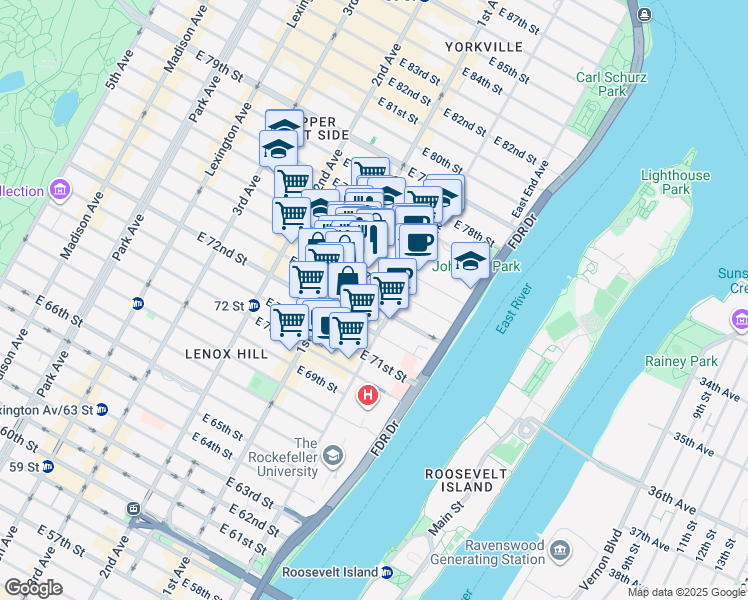 map of restaurants, bars, coffee shops, grocery stores, and more near in New York