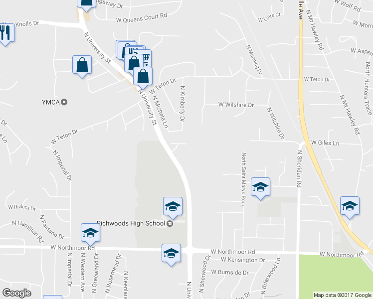 map of restaurants, bars, coffee shops, grocery stores, and more near 1317 West Jeth Court in Peoria