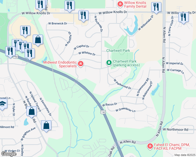 map of restaurants, bars, coffee shops, grocery stores, and more near 6638 N Rustic Oak Ct in Peoria
