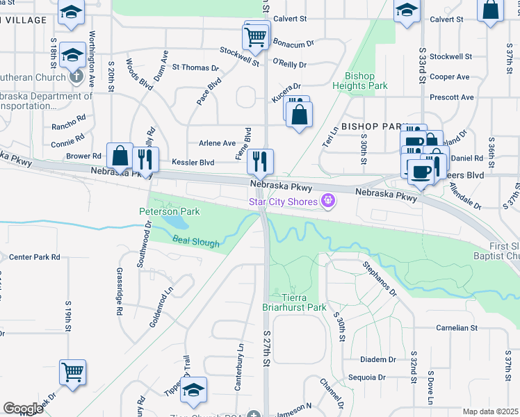map of restaurants, bars, coffee shops, grocery stores, and more near in Lincoln