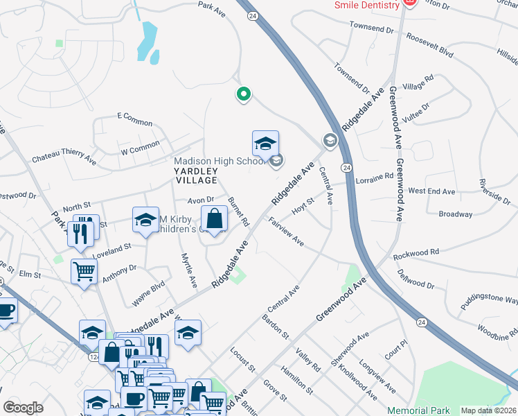 map of restaurants, bars, coffee shops, grocery stores, and more near 140 Ridgedale Avenue in Madison