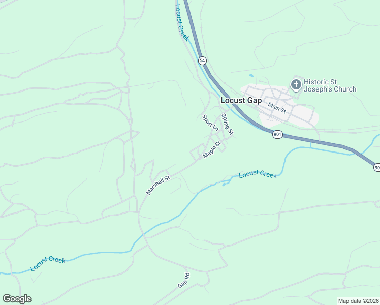 map of restaurants, bars, coffee shops, grocery stores, and more near 198 Oak Street in Locust Gap