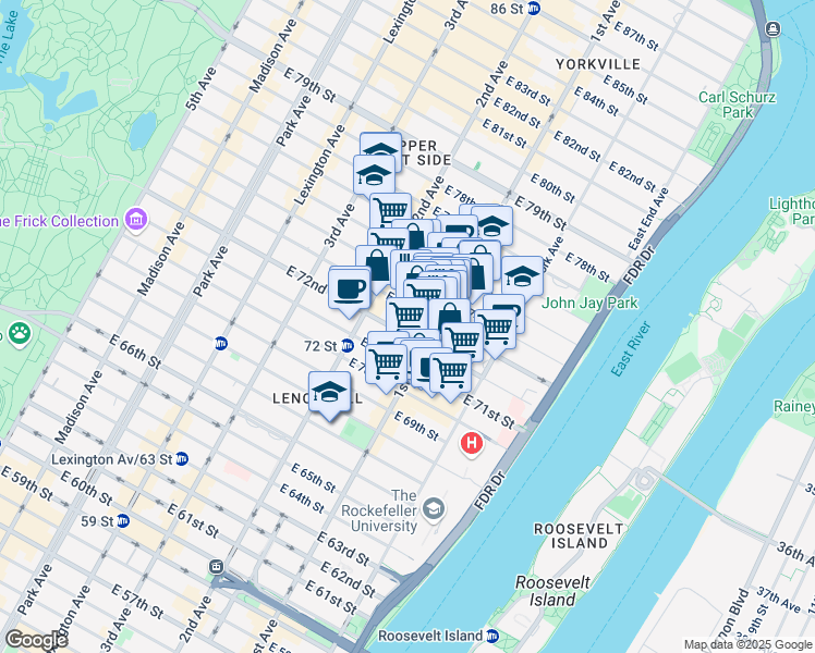map of restaurants, bars, coffee shops, grocery stores, and more near in New York