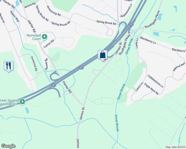 map of restaurants, bars, coffee shops, grocery stores, and more near 14B Leva Drive in Morristown