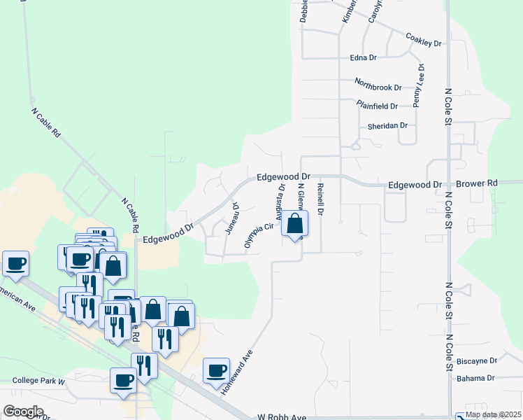 map of restaurants, bars, coffee shops, grocery stores, and more near 140 Pierre Pl in Lima