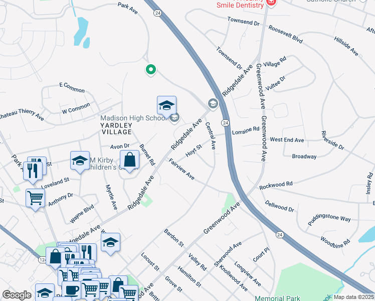 map of restaurants, bars, coffee shops, grocery stores, and more near 151 Ridgedale Avenue in Madison