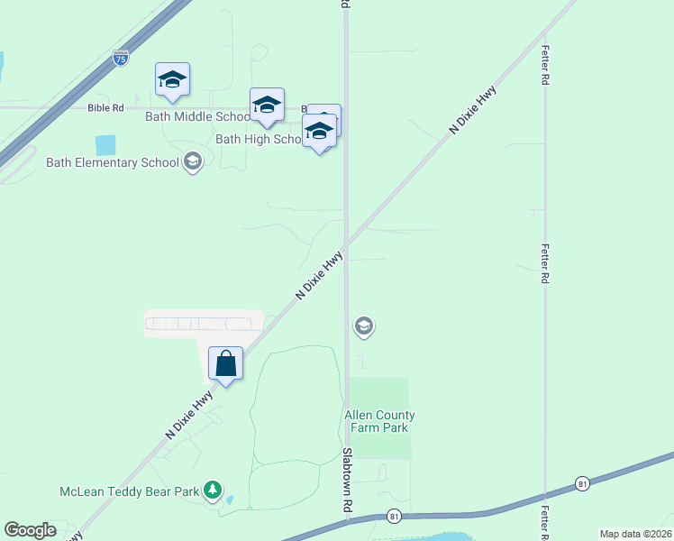 map of restaurants, bars, coffee shops, grocery stores, and more near 2080 Slabtown Rd in Lima
