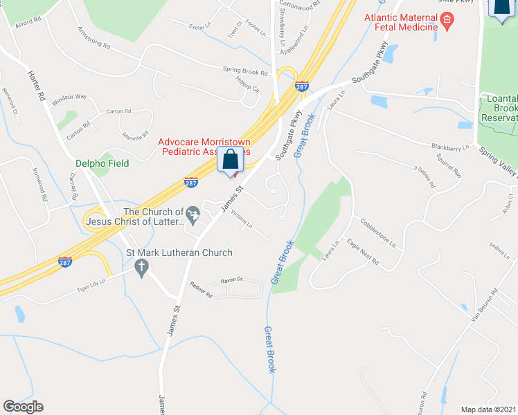 map of restaurants, bars, coffee shops, grocery stores, and more near 49 Whitney Farm Place in Morristown