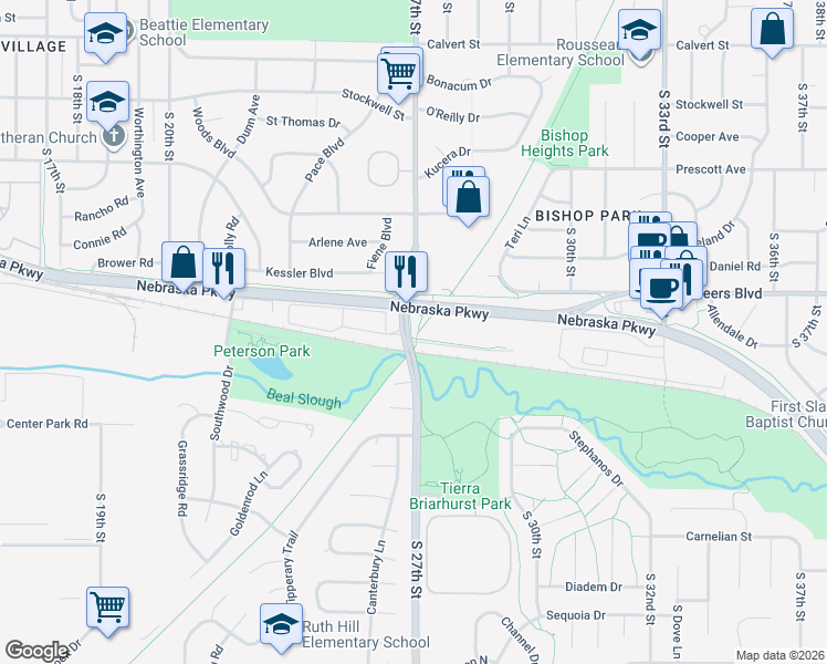 map of restaurants, bars, coffee shops, grocery stores, and more near in Lincoln