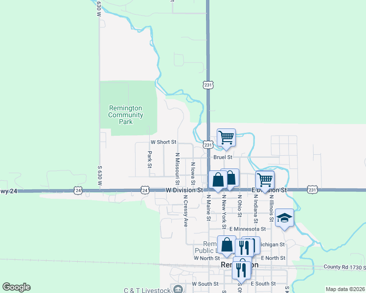 map of restaurants, bars, coffee shops, grocery stores, and more near 311 West Short Street in Remington