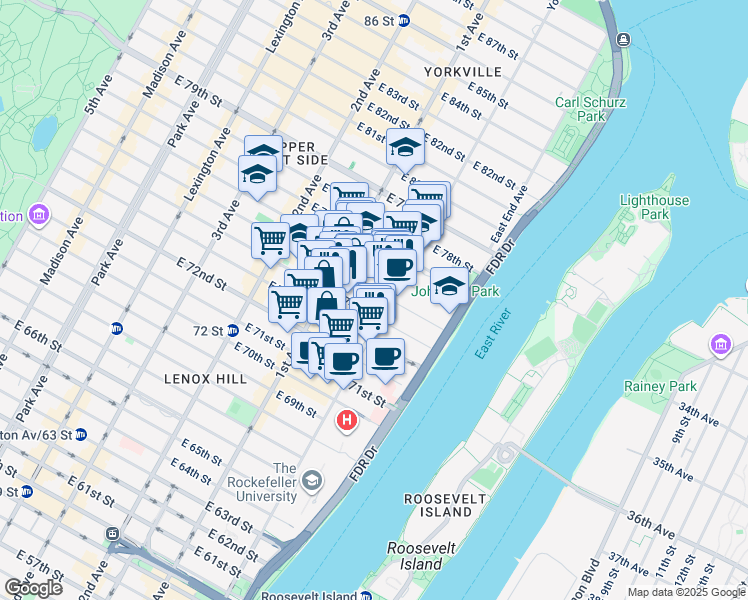 map of restaurants, bars, coffee shops, grocery stores, and more near in New York