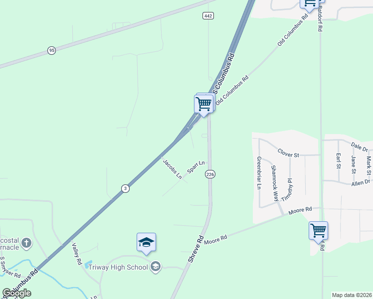 map of restaurants, bars, coffee shops, grocery stores, and more near 2436 South Columbus Road in Wooster