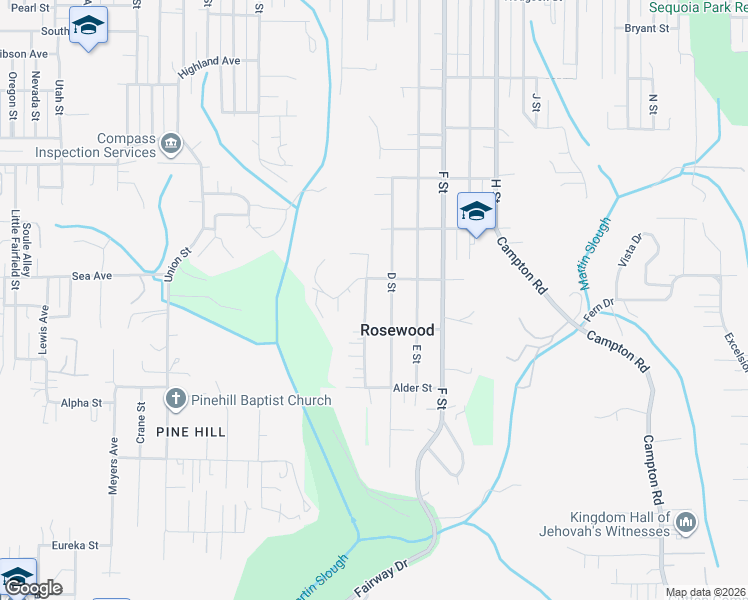 map of restaurants, bars, coffee shops, grocery stores, and more near 4043 Williams Street in Eureka