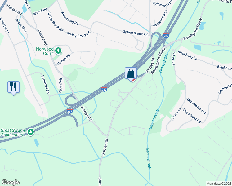 map of restaurants, bars, coffee shops, grocery stores, and more near 14B Leva Drive in Morristown