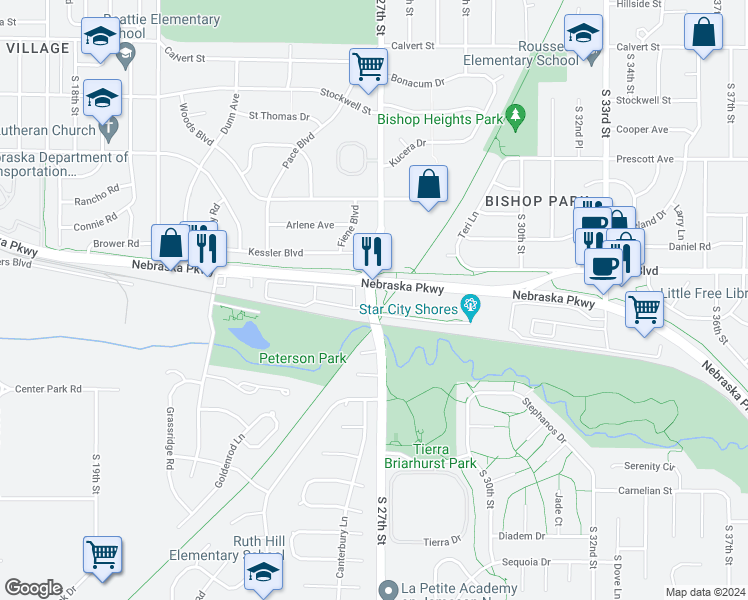 map of restaurants, bars, coffee shops, grocery stores, and more near in Lincoln