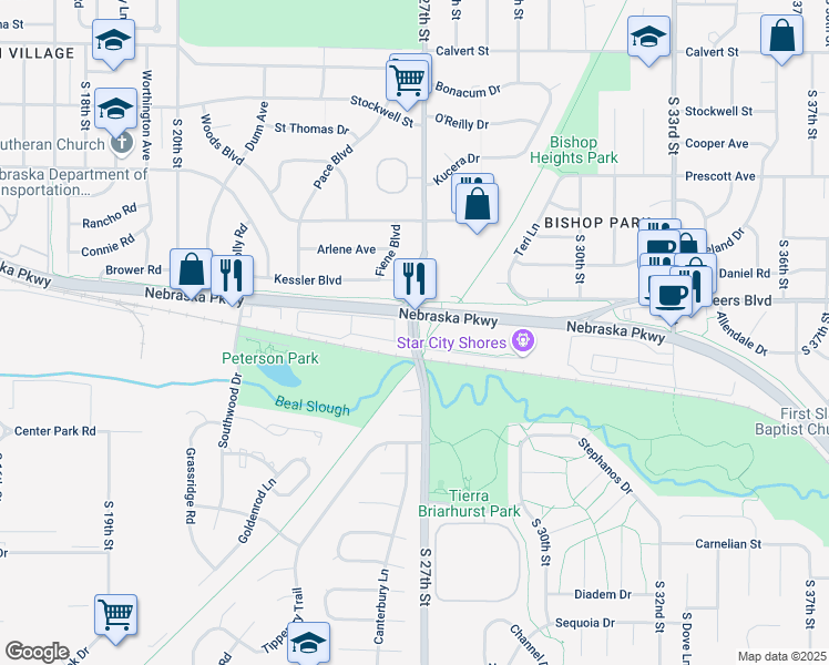 map of restaurants, bars, coffee shops, grocery stores, and more near in Lincoln
