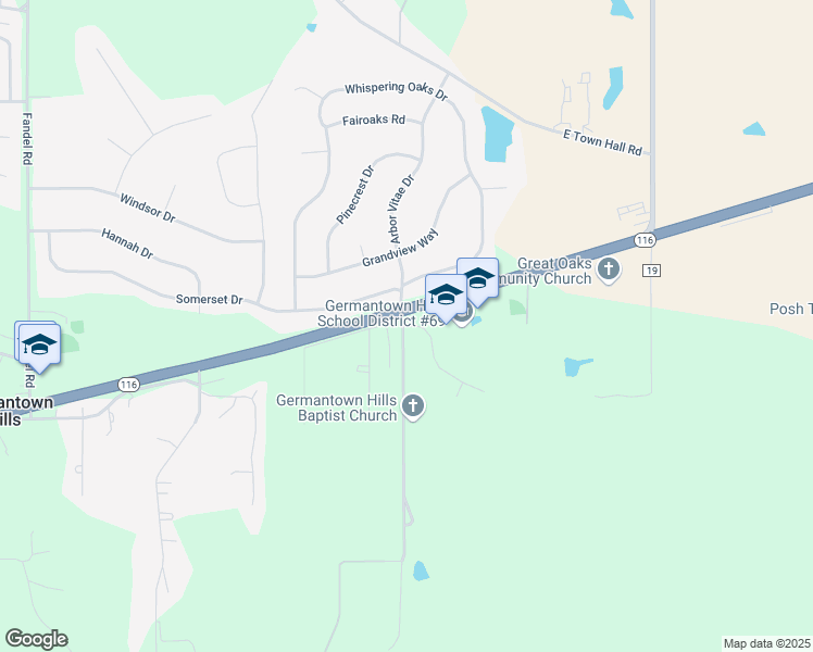 map of restaurants, bars, coffee shops, grocery stores, and more near 103 Warrior Way in Germantown Hills