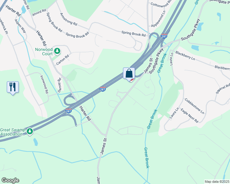 map of restaurants, bars, coffee shops, grocery stores, and more near 14B Leva Drive in Morristown