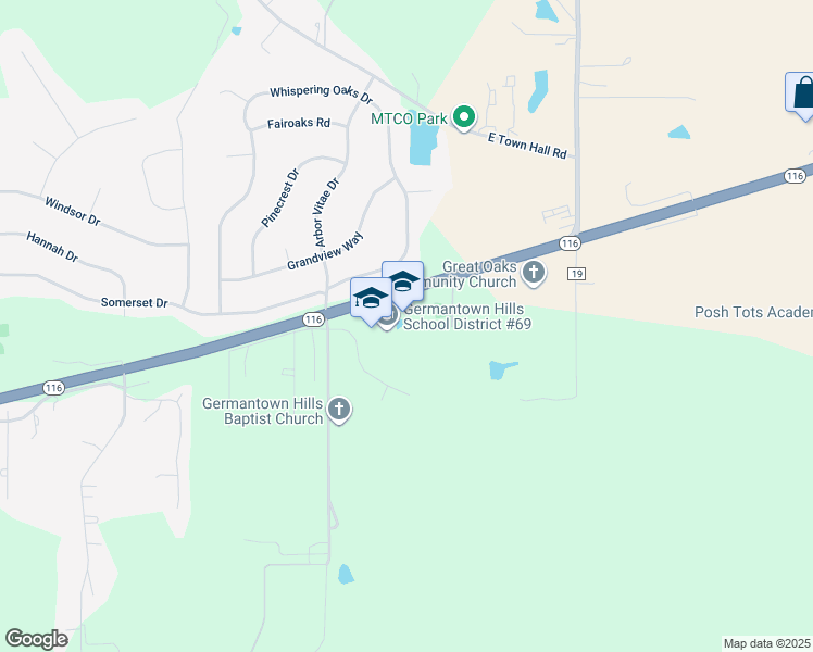 map of restaurants, bars, coffee shops, grocery stores, and more near 103 Warrior Way in Germantown Hills