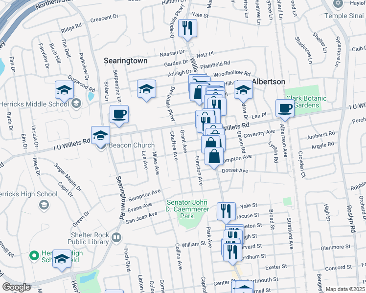 map of restaurants, bars, coffee shops, grocery stores, and more near in Albertson