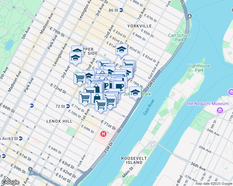 map of restaurants, bars, coffee shops, grocery stores, and more near in New York