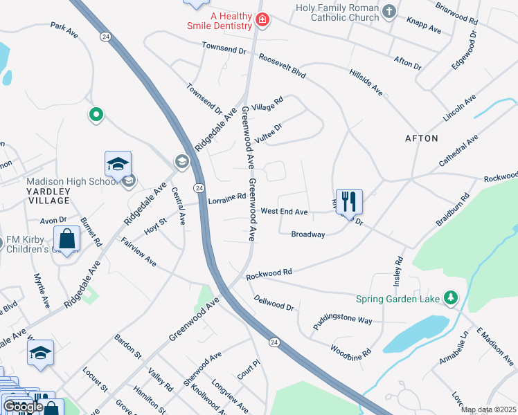 map of restaurants, bars, coffee shops, grocery stores, and more near 225 Greenwood Avenue in Madison