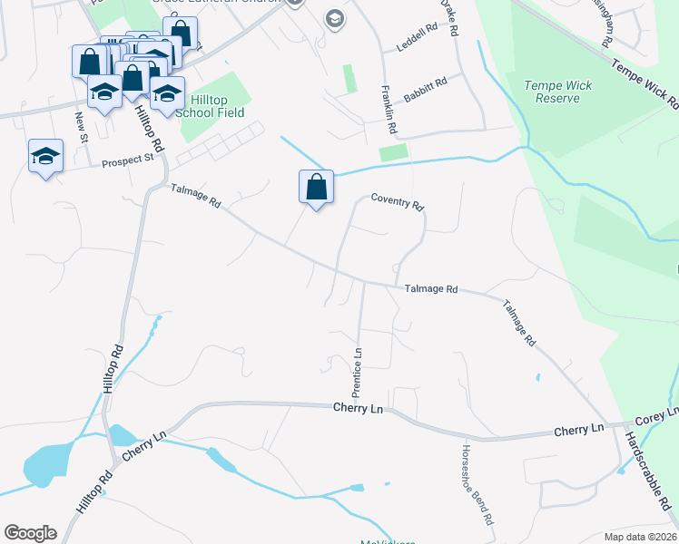 map of restaurants, bars, coffee shops, grocery stores, and more near 30 Coventry Road in Mendham