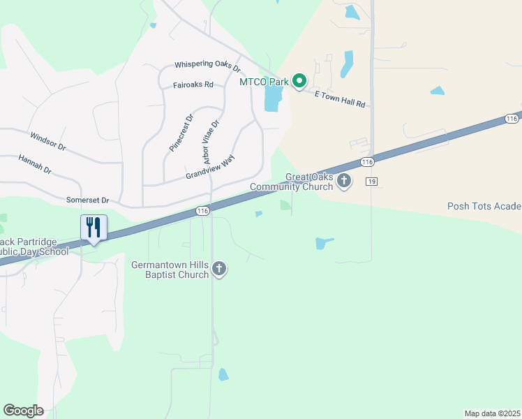 map of restaurants, bars, coffee shops, grocery stores, and more near 103 Warrior Way in Germantown Hills