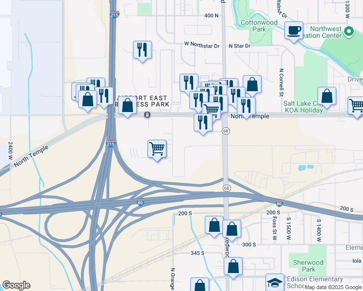 map of restaurants, bars, coffee shops, grocery stores, and more near 3 Orange Street in Salt Lake City