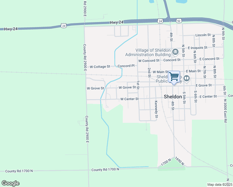 map of restaurants, bars, coffee shops, grocery stores, and more near 150 South Randolph Street in Sheldon