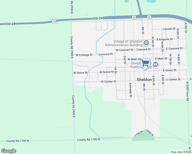 map of restaurants, bars, coffee shops, grocery stores, and more near 150 South Randolph Street in Sheldon