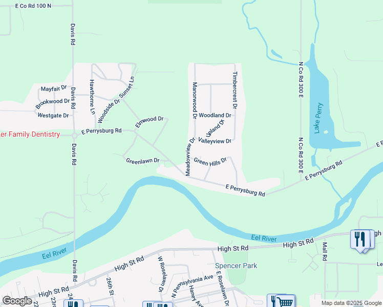map of restaurants, bars, coffee shops, grocery stores, and more near 700 Meadowview Drive in Logansport