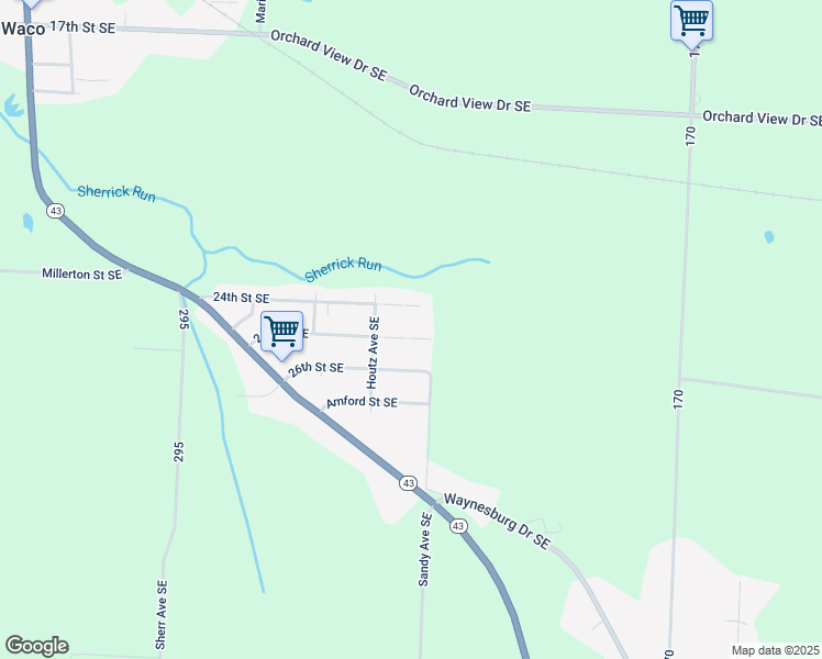 map of restaurants, bars, coffee shops, grocery stores, and more near 3240 24th Street Southeast in Canton